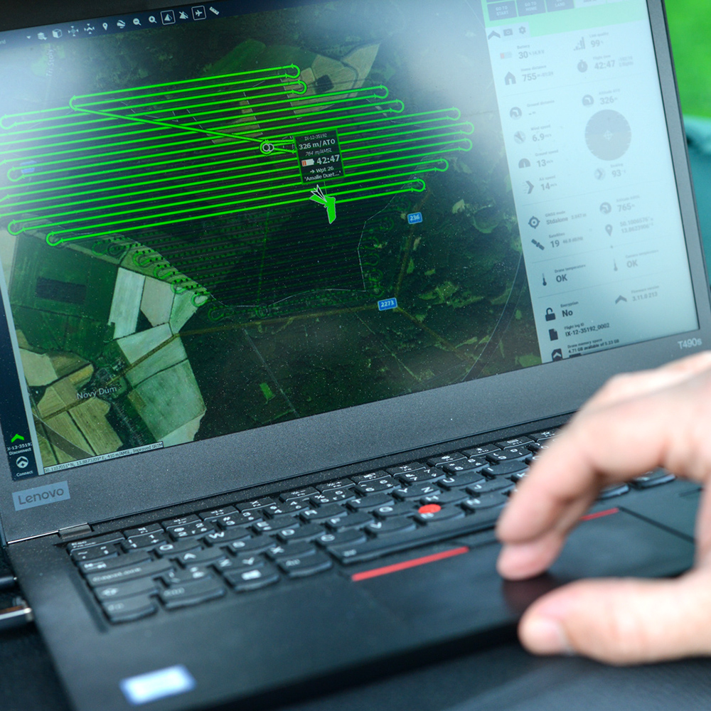Photo of laptop screen illustrating drone mapping